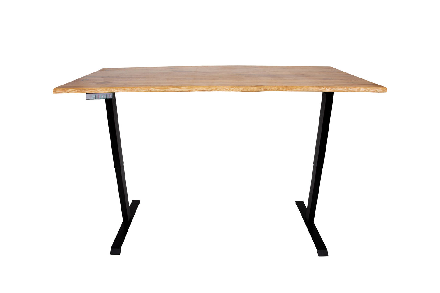 Schreibtisch Eiche mit Baumkante 140 bis 200cm - elektrisch höhenverstellbar
