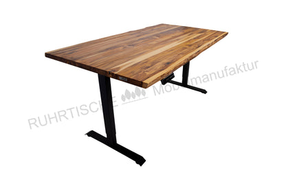 Schreibtisch Teak Massivholz 180 / 200 x 100 - elektrisch höhenverstellbar